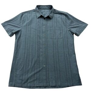 Vuori Shirt Mens Medium Teal Bridge Button Down Short Sleeve Stretch V184